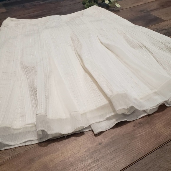 New Style & Co Ivory Silver Metallic Pleated A-Line Skirt Petite Plus 14P - Picture 3 of 12